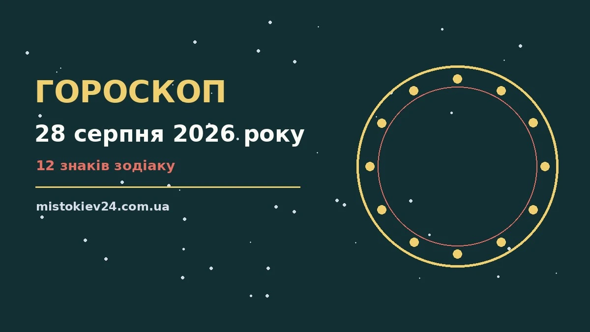 Астрологічний гороскоп на 28 серпня 2026 року з символами знаків Зодіаку