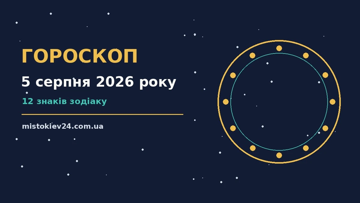 Зоряне небо над нічним містом як символ гороскопу на 5 серпня 2026 року